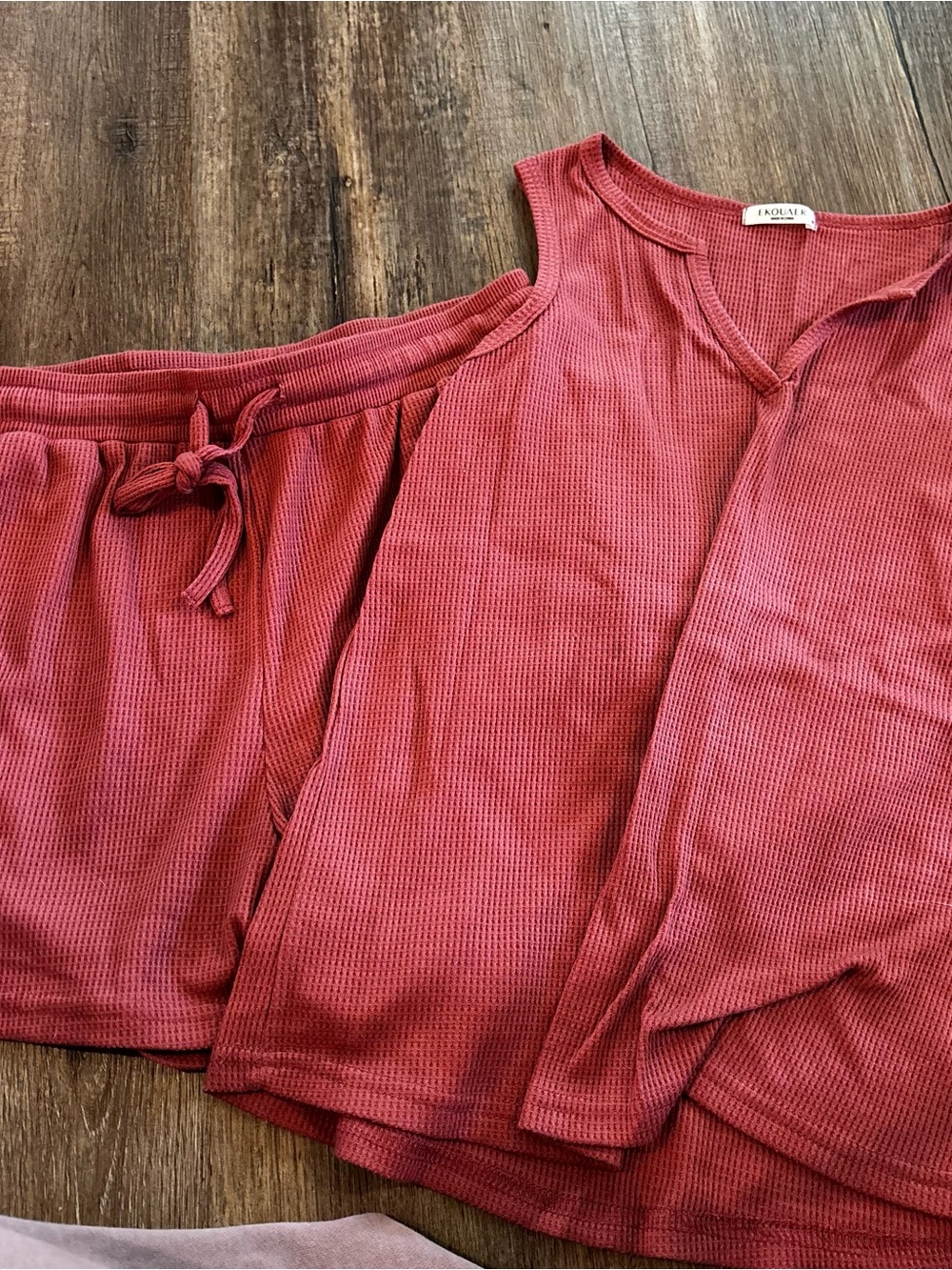 Ribbed Tank & Shorts Set - Rose Red